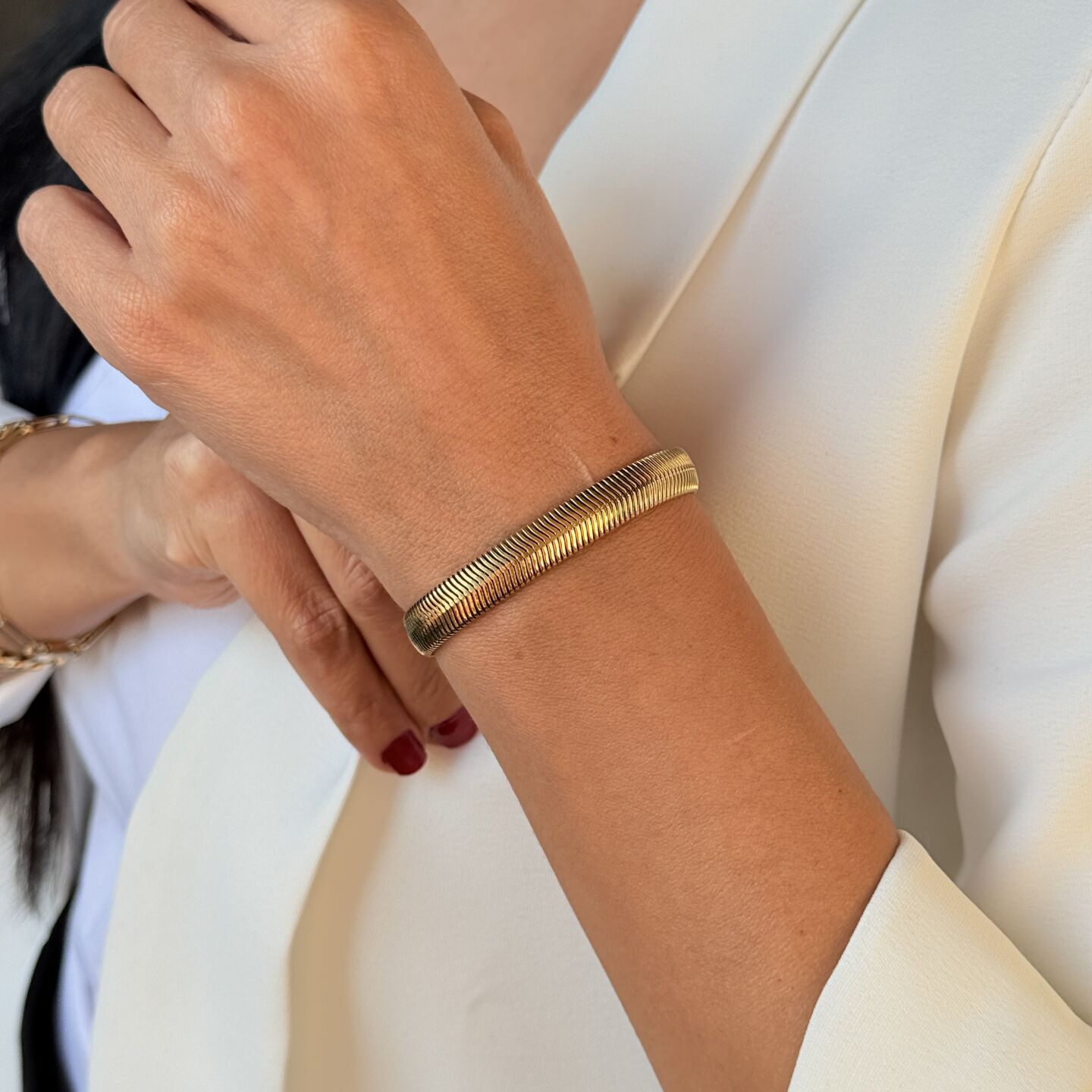 Balık Sırtı Paslanmaz Çelik Bileklik Gold