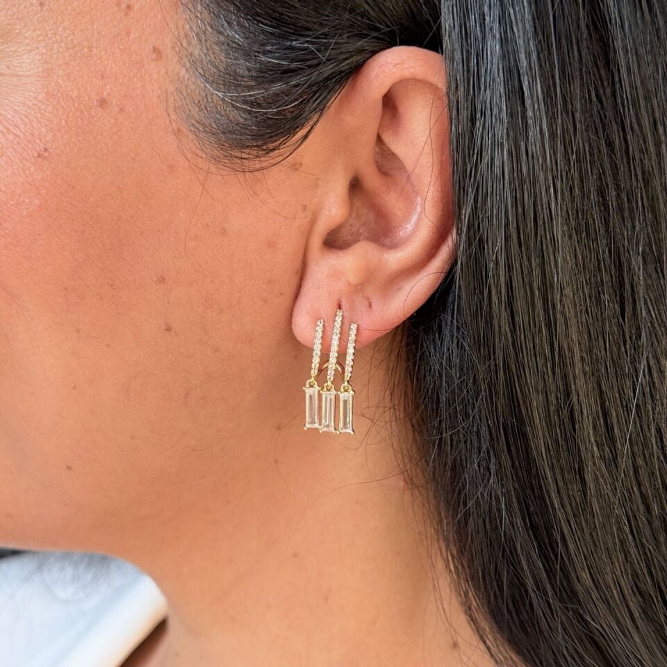 Üçlü Sarkaç Zirkon Taşlı Vip Xuping Küpe Gold