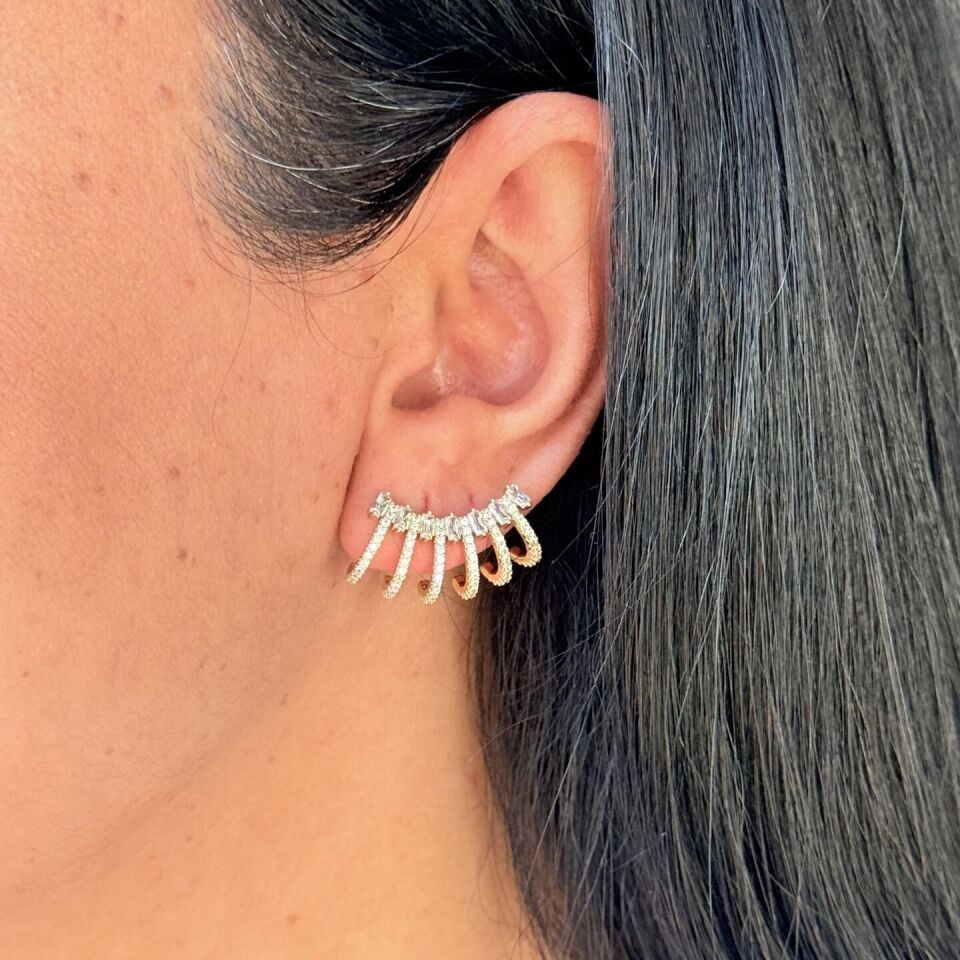 Altılı Görünüm Zirkon Taşlı Vip Xuping Küpe Gold