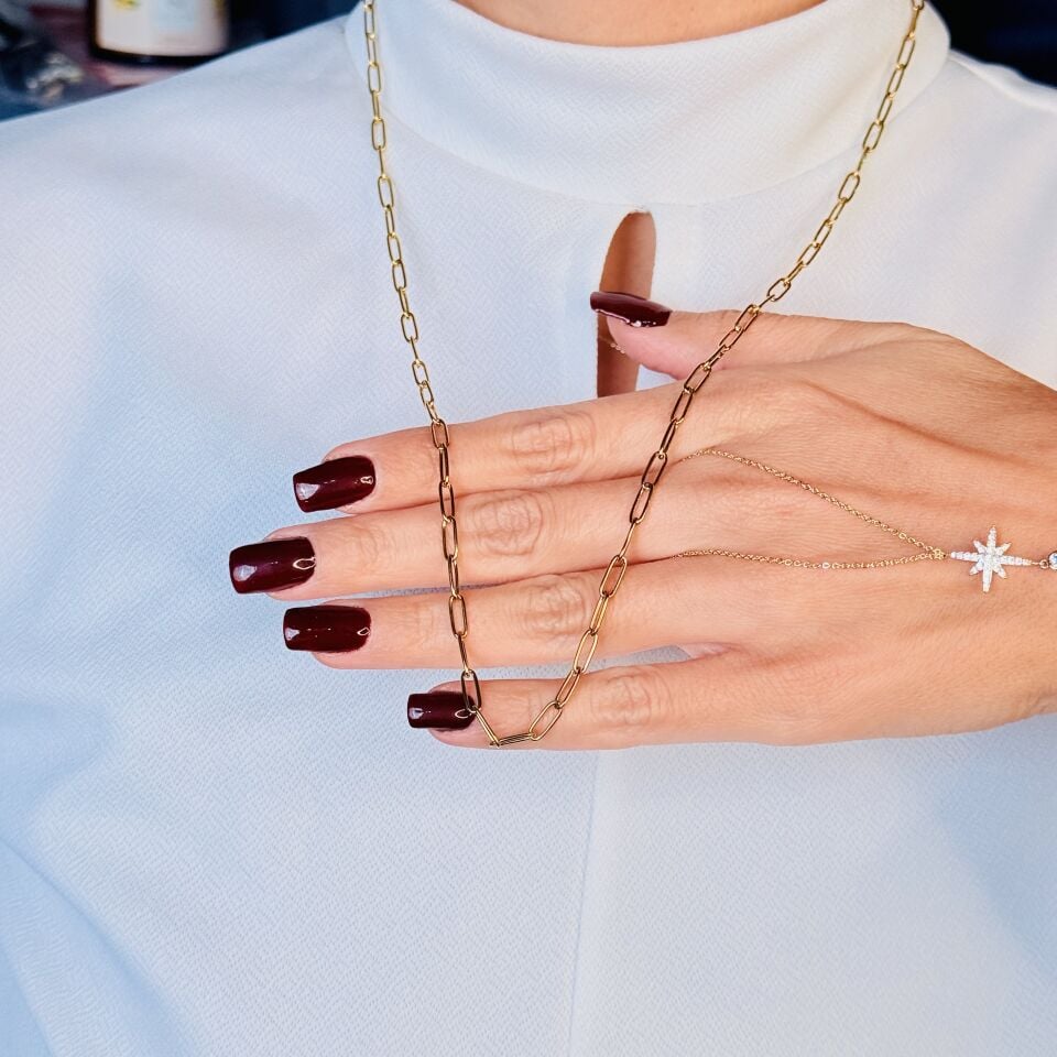 Ataç Model Paslanmaz Çelik Kolye Gold