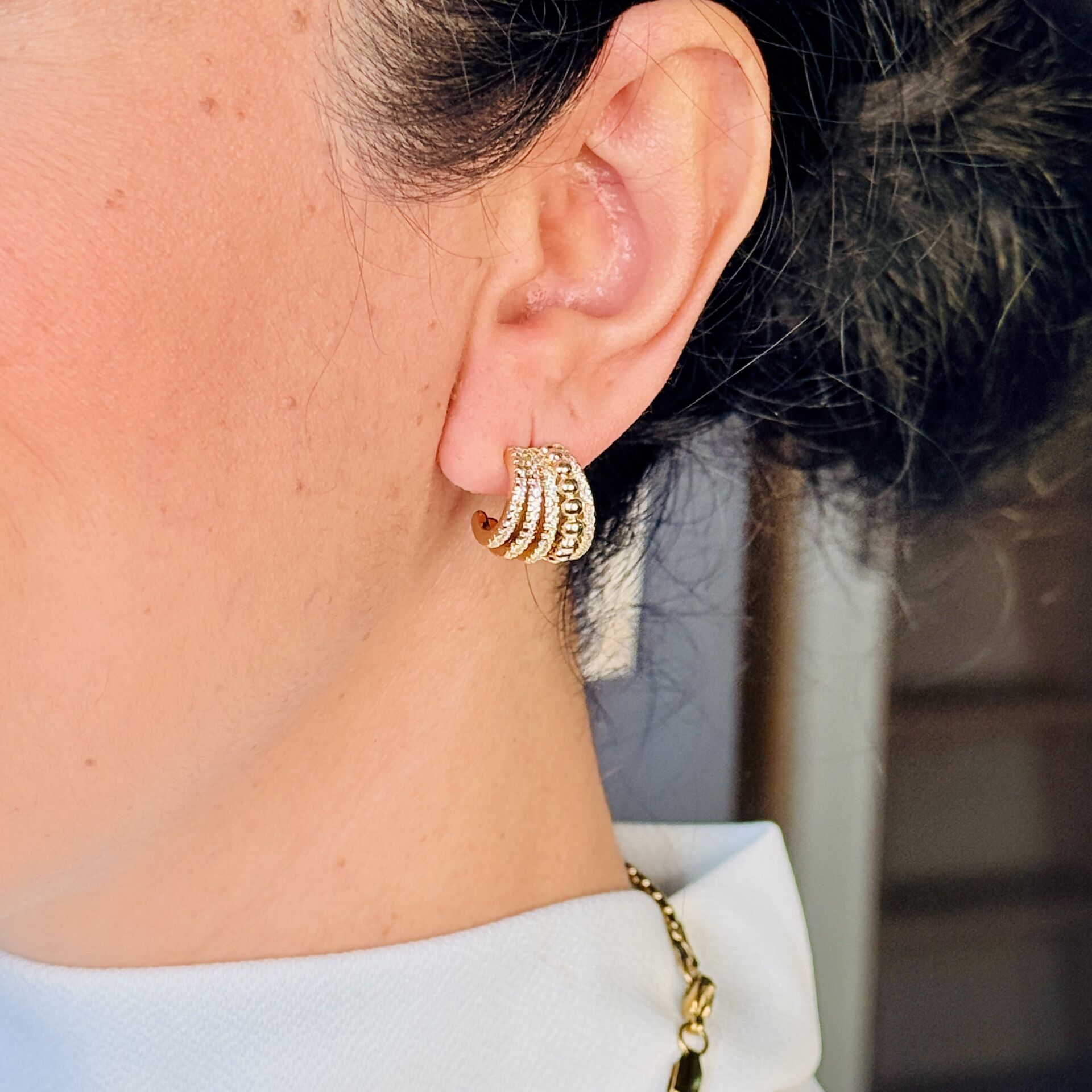 Beş Sıra Zirkon Taşlı Vip Xuping Küpe Gold