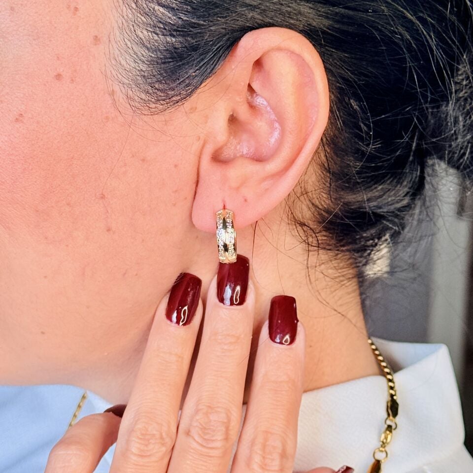 Halka Zirkon Taşlı Vip Seri Xuping Küpe Gold