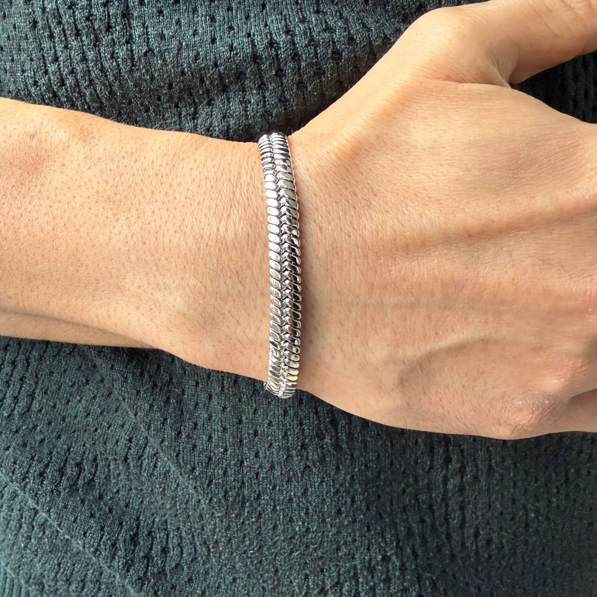 Silver Balık Sırtı Vip Bileklik Gümüş Renk