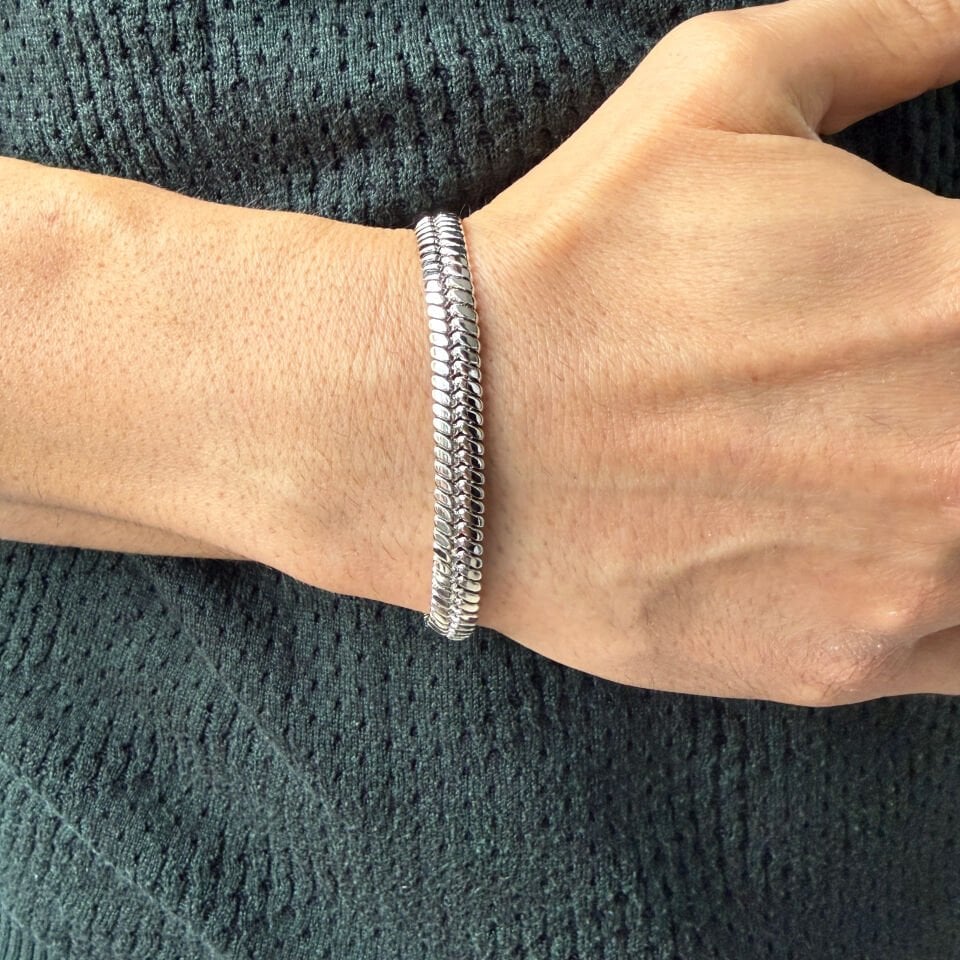 Silver Balık Sırtı Vip Bileklik Gümüş Renk