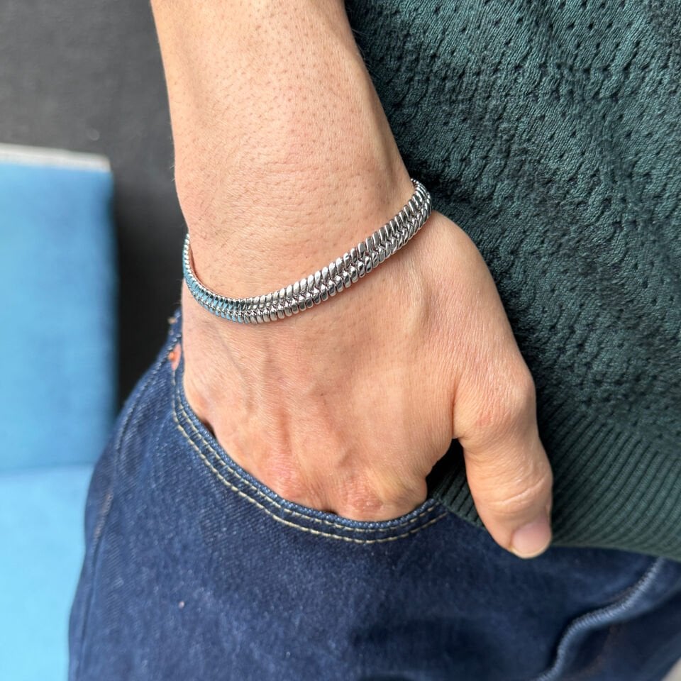 Silver Balık Sırtı Vip Bileklik Gümüş Renk