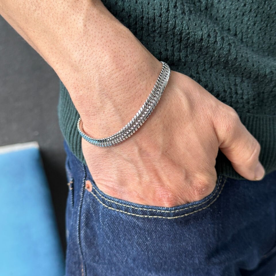 Silver Balık Sırtı Vip Bileklik Gümüş Renk