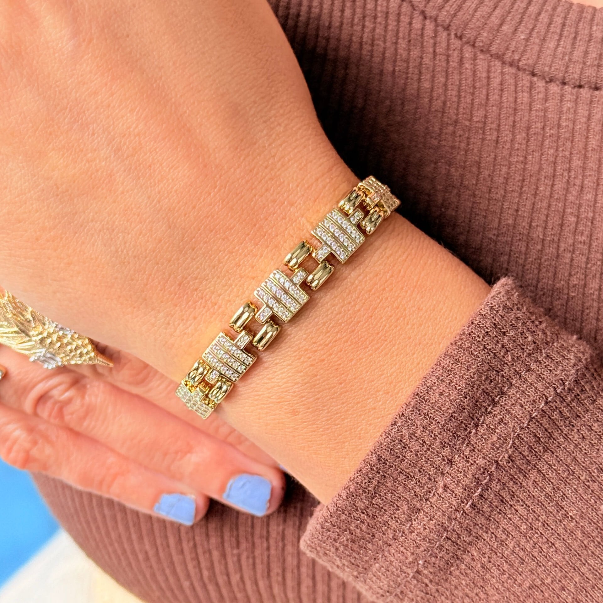 Kordon Model Zirkon Taşlı Vip Xuping Bileklik Gold