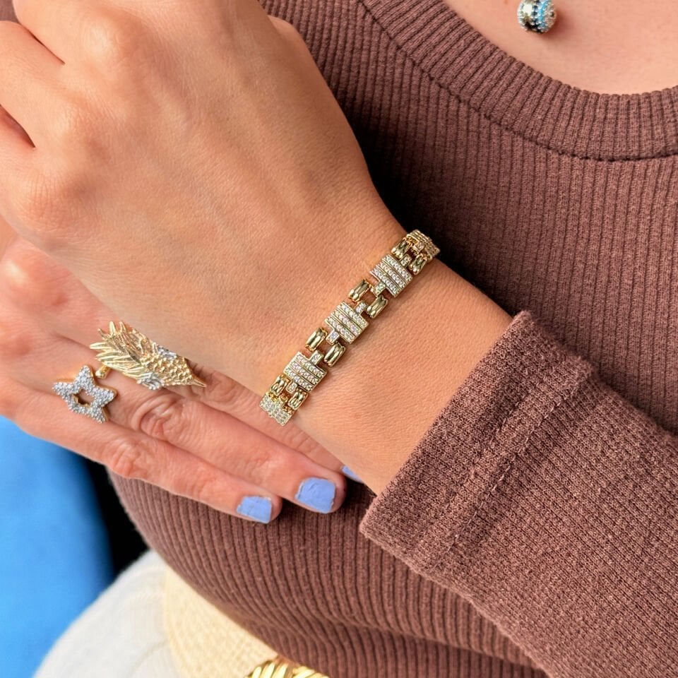 Kordon Model Zirkon Taşlı Vip Xuping Bileklik Gold