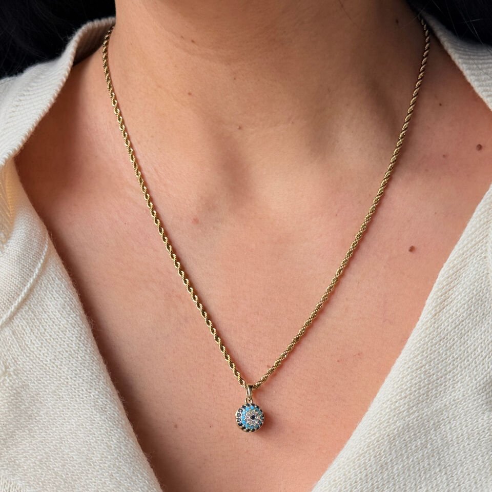 Sosyete Nazar Paslanmaz Çelik Kolye Gold