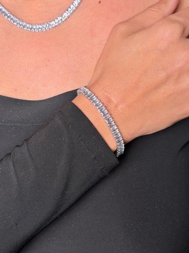 Sonsuz Aşkın Işıltısı Bileklik Kolye Set Paslanmaz Çelik