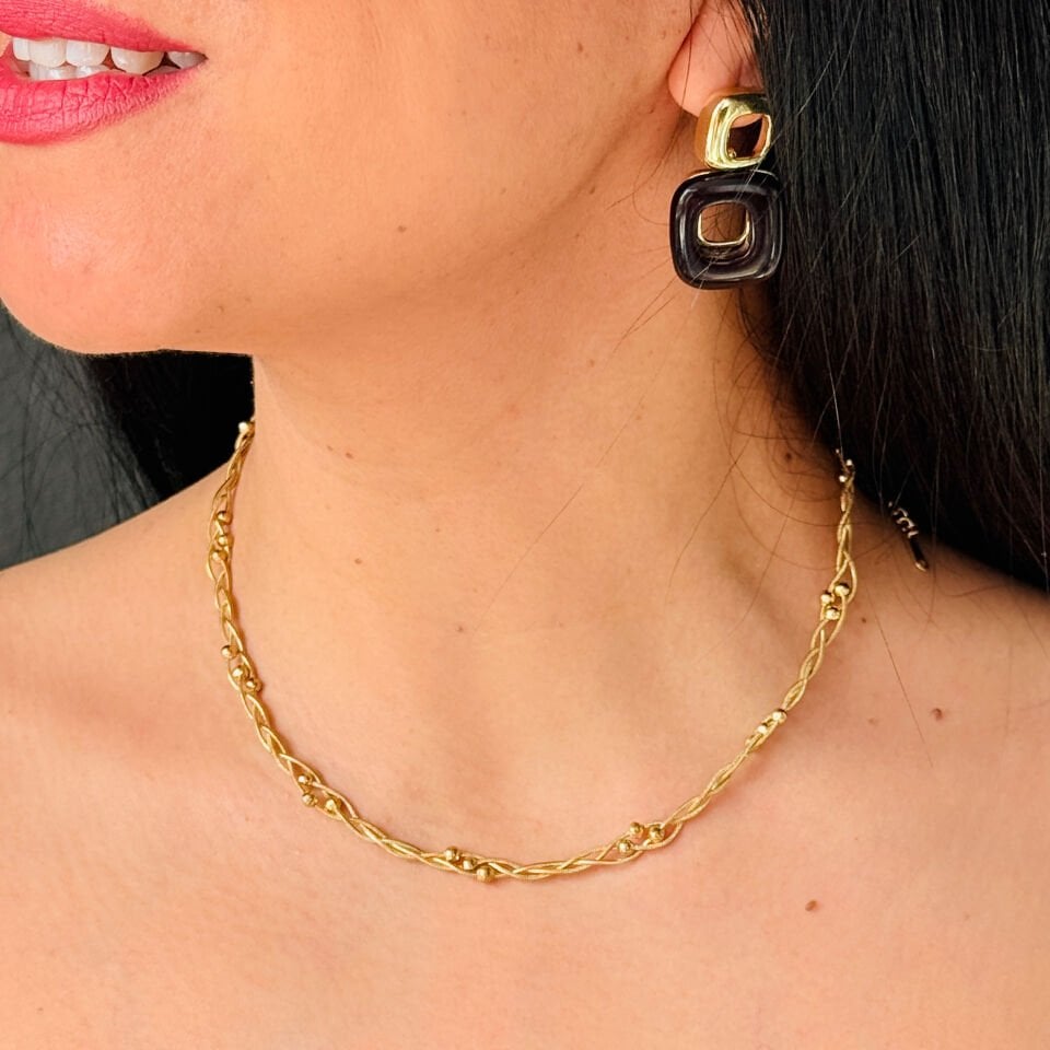 Dorika Düğüm Paslanmaz Çelik Kolye Gold