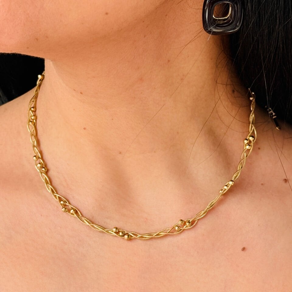 Dorika Düğüm Paslanmaz Çelik Kolye Gold