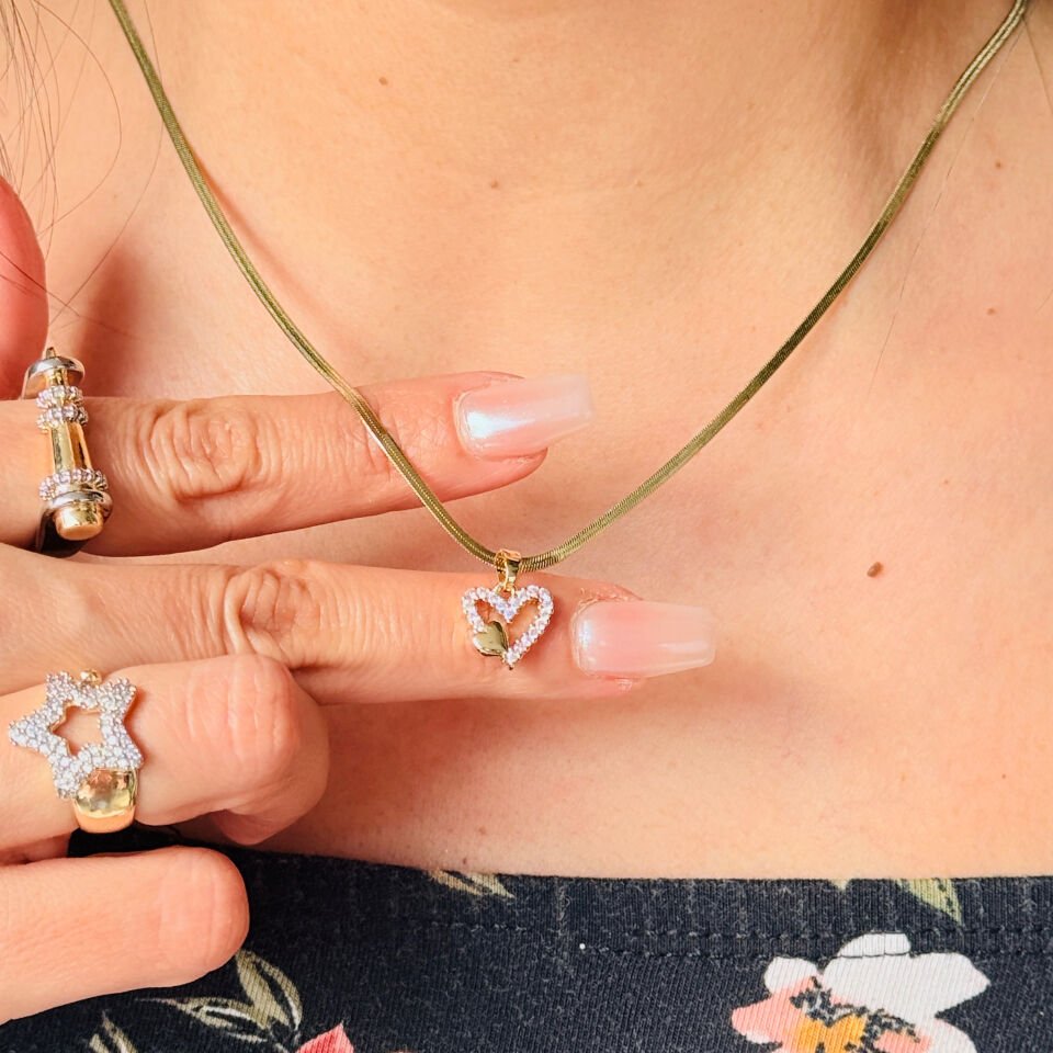 Kalp İtalyan Zincir Paslanmaz Çelik Kolye Gold