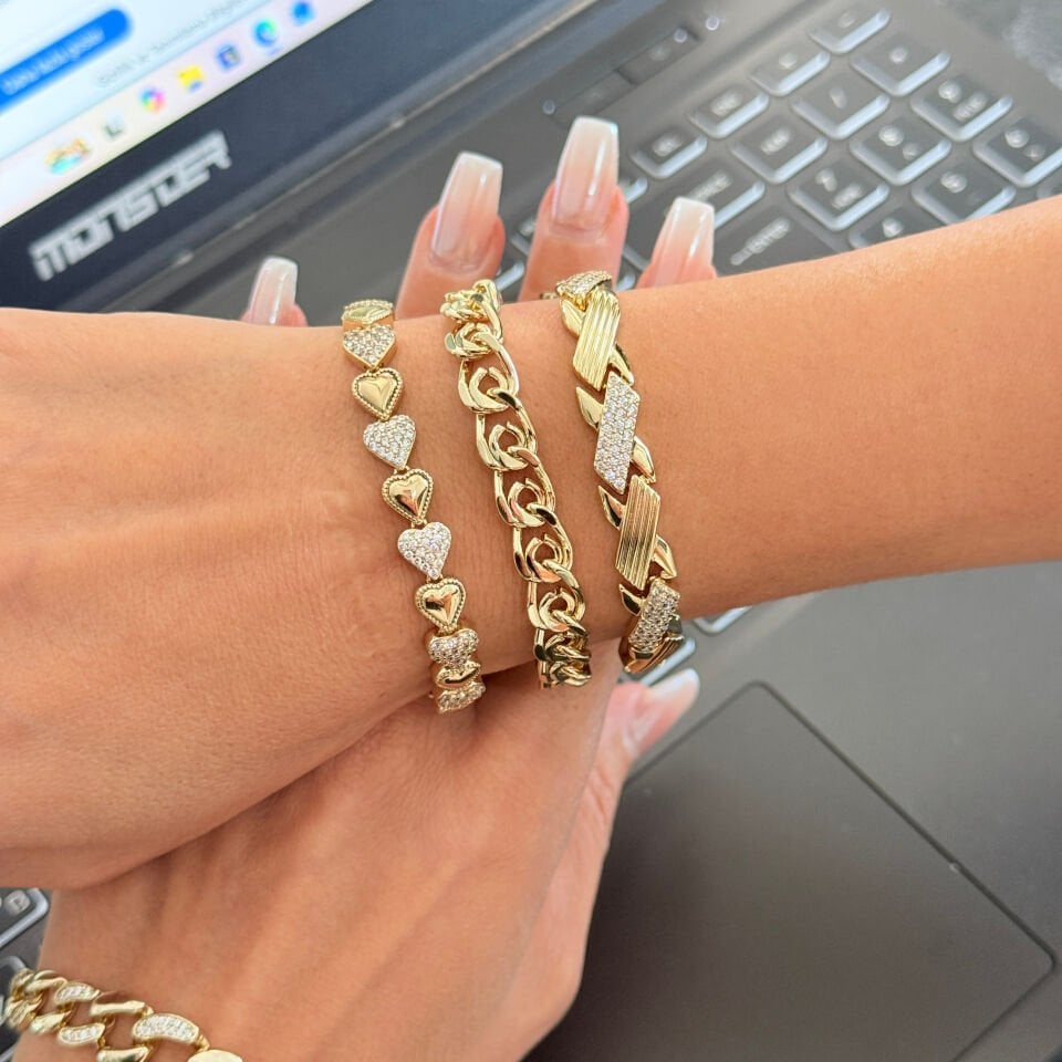 Kalp Model Zirkon Taşlı Vip Xuping Bileklik Gold