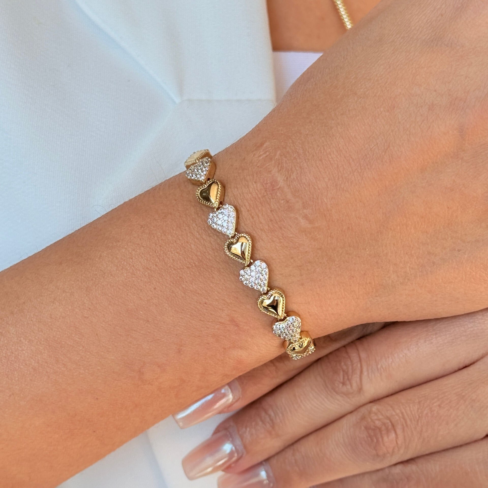 Kalp Model Zirkon Taşlı Vip Xuping Bileklik Gold