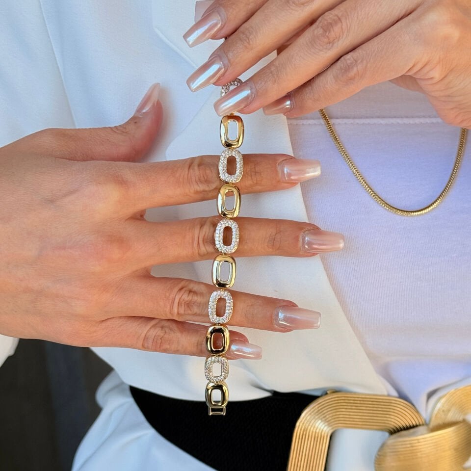 Infinity Oval Zirkon Taşlı Vip Xuping Bileklik Gold