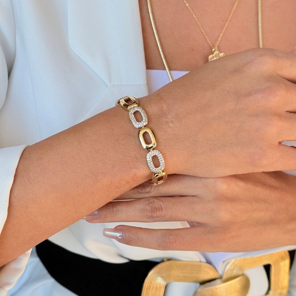 Infinity Oval Zirkon Taşlı Vip Xuping Bileklik Gold