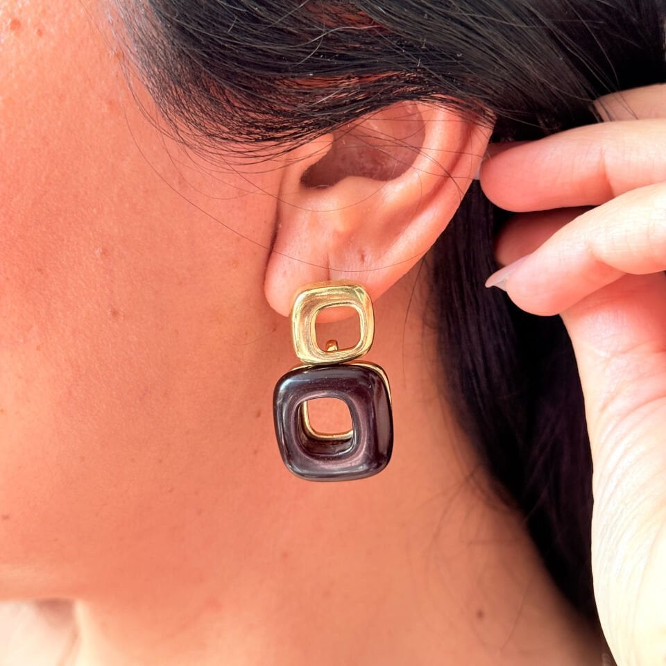 Marka Model Paslanmaz Çelik Küpe Gold