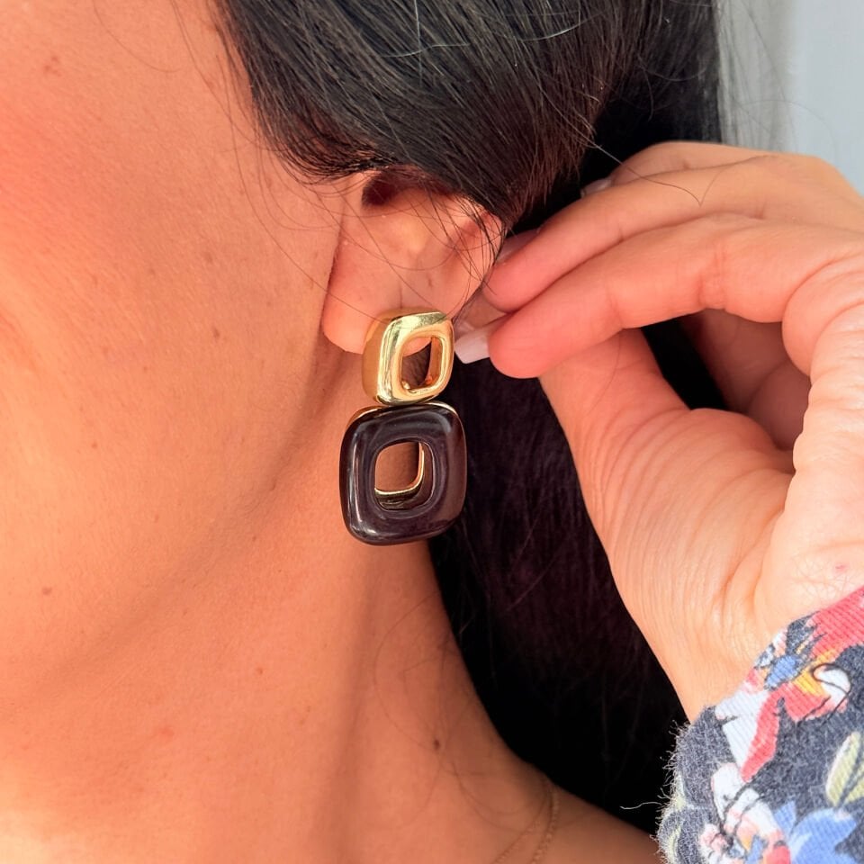 Marka Model Paslanmaz Çelik Küpe Gold