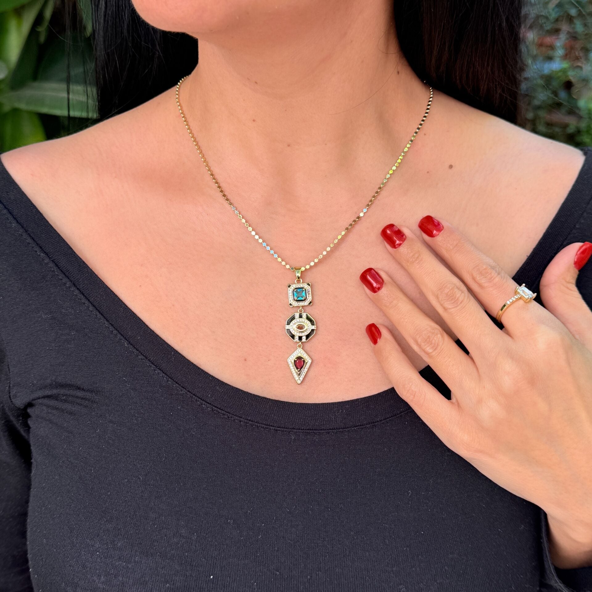 Saray Tılsımı Zirkon Taşlı Paslanmaz Çelik Kolye Gold