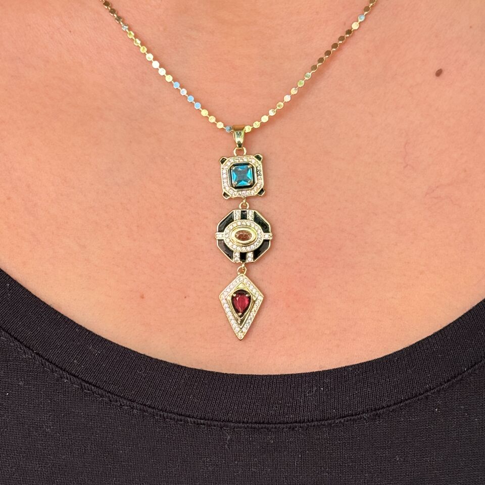 Saray Tılsımı Zirkon Taşlı Paslanmaz Çelik Kolye Gold