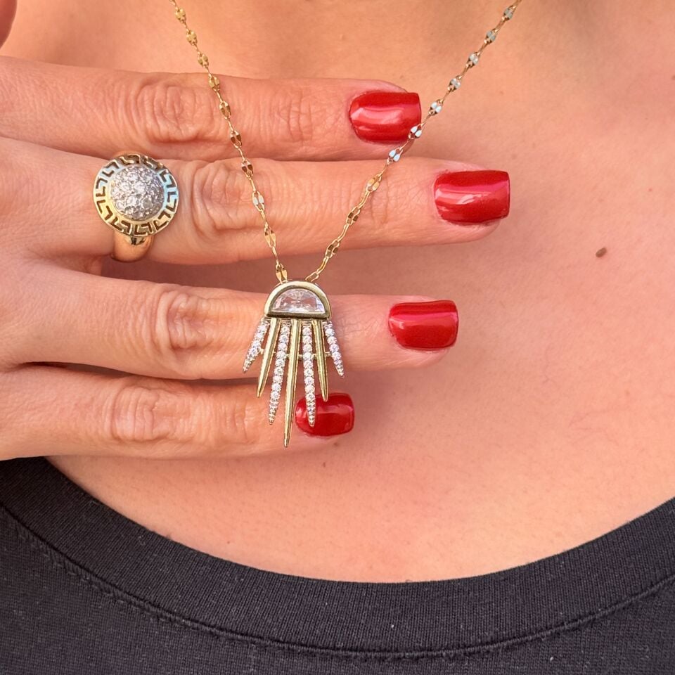 Artemis Işık Zirkon Taşlı Çelik Kolye Gold