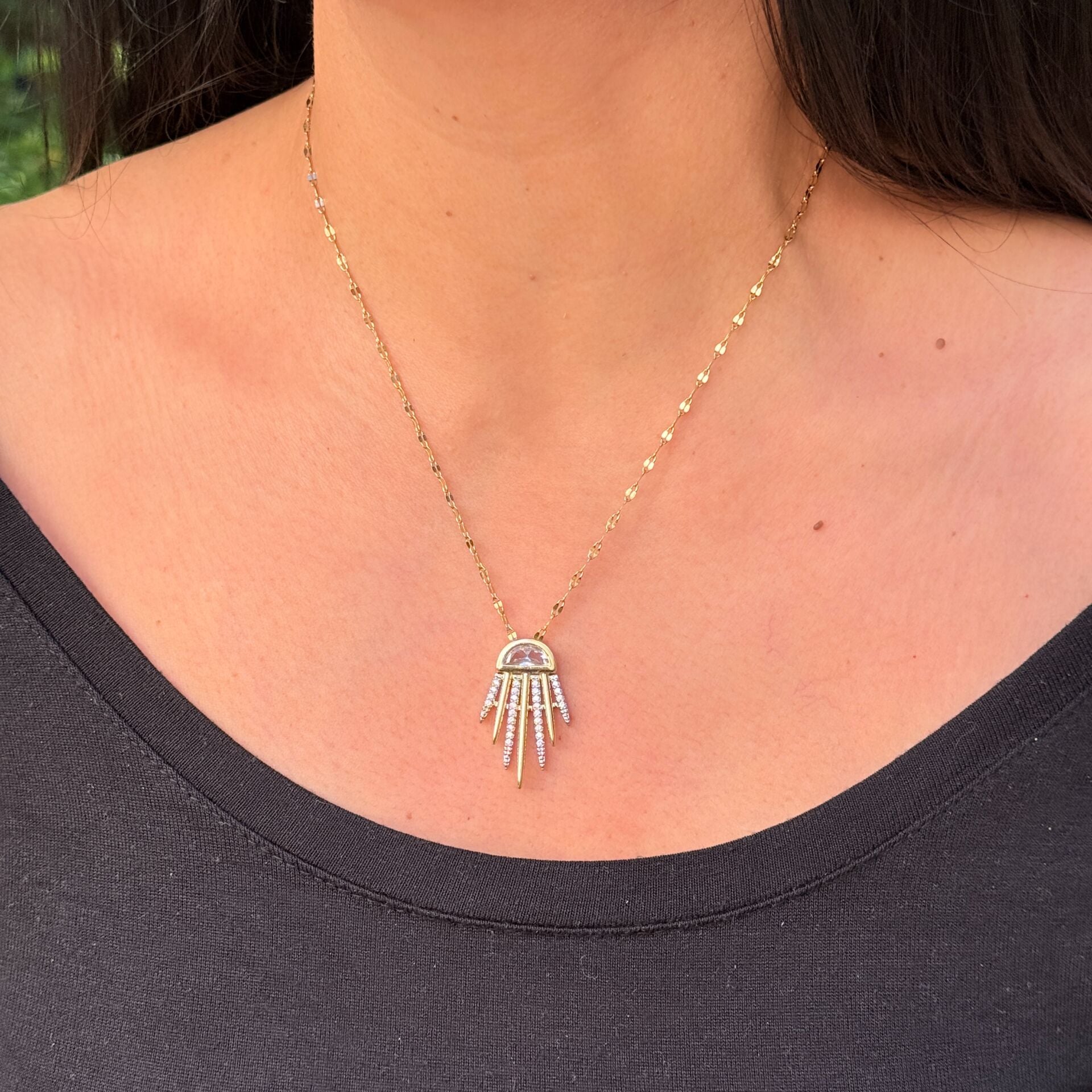 Artemis Işık Zirkon Taşlı Çelik Kolye Gold