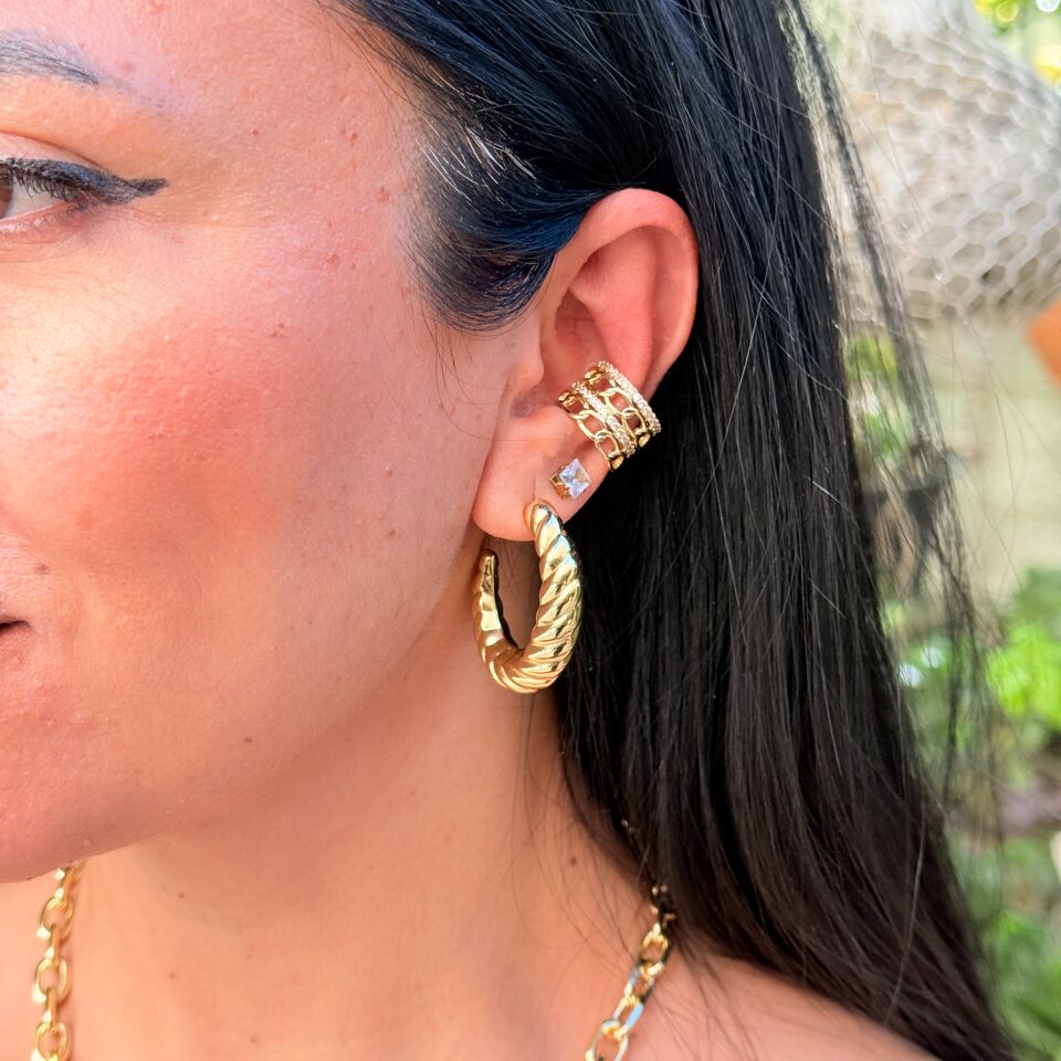 Kıkırdak Küpe Paslanmaz Çelik Gold