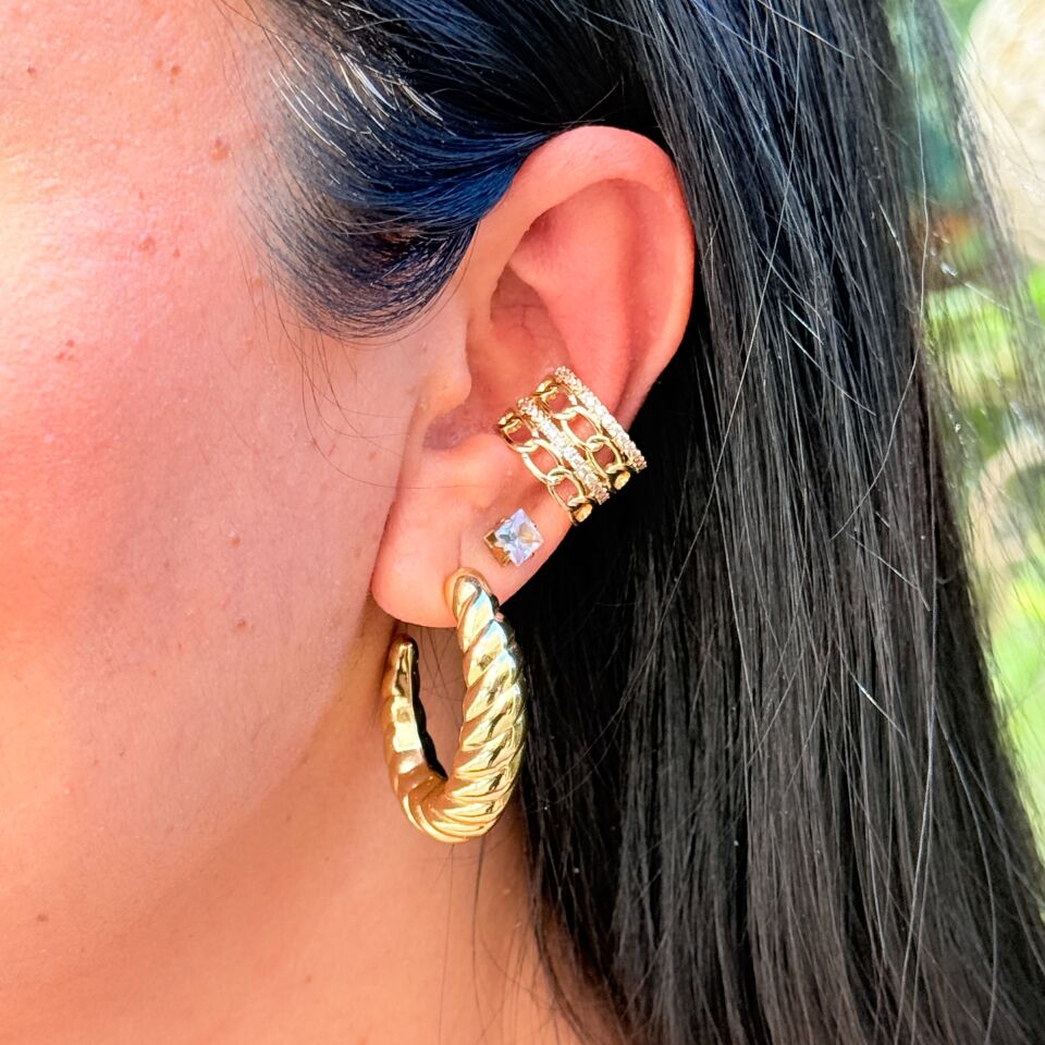 Kıkırdak Küpe Paslanmaz Çelik Gold