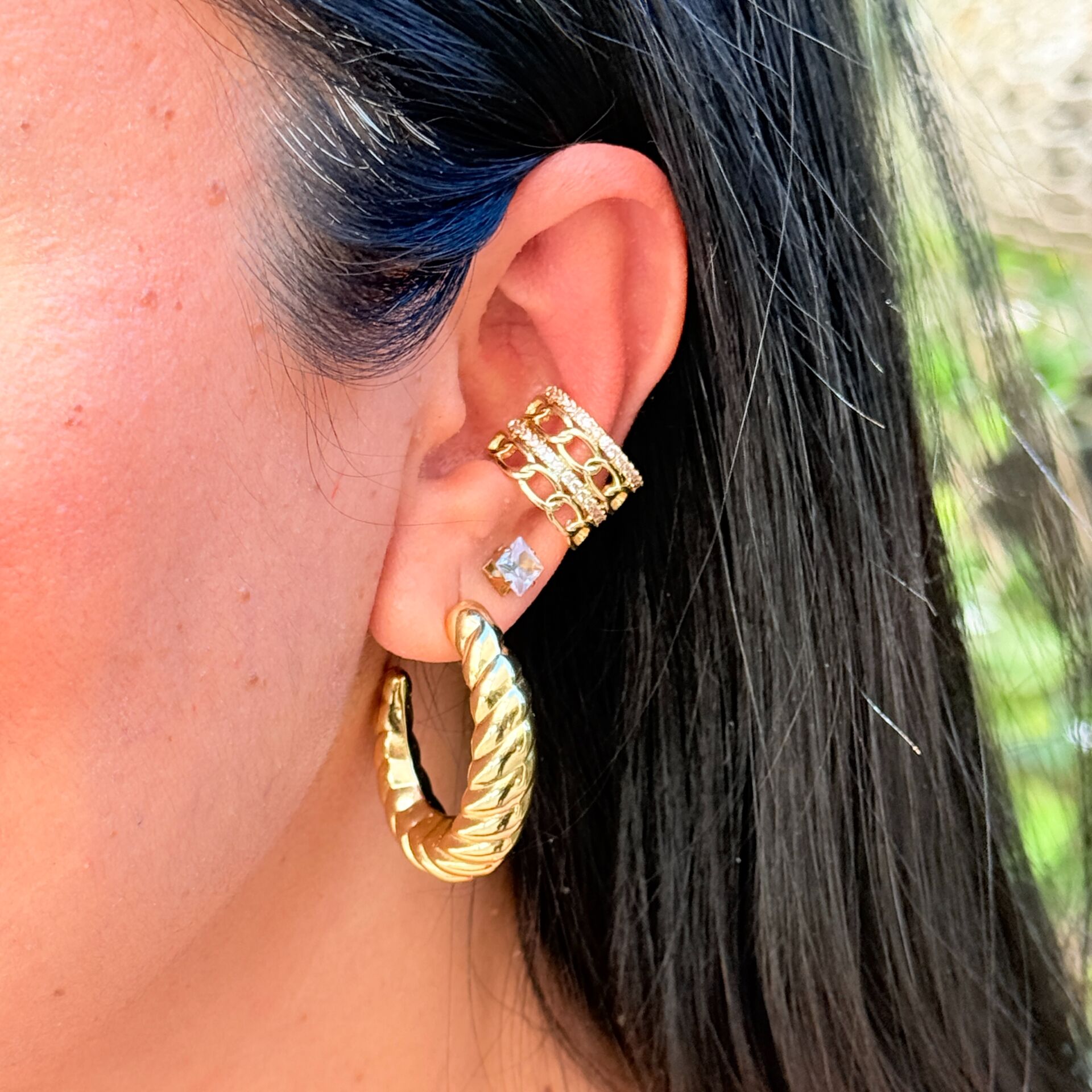 Kıkırdak Küpe Paslanmaz Çelik Gold