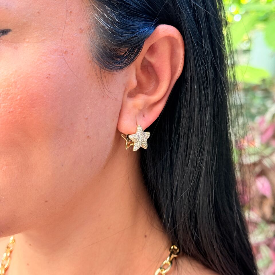 Yıldız Zirkon Taşlı Xuping Vip Küpe Gold