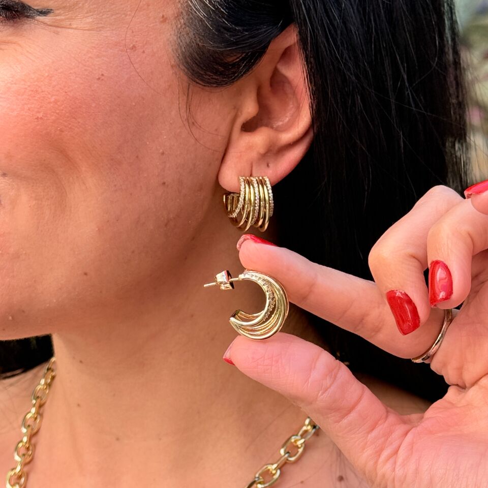 Çoklu Zirkon Taşlı Xuping Vip Küpe Gold