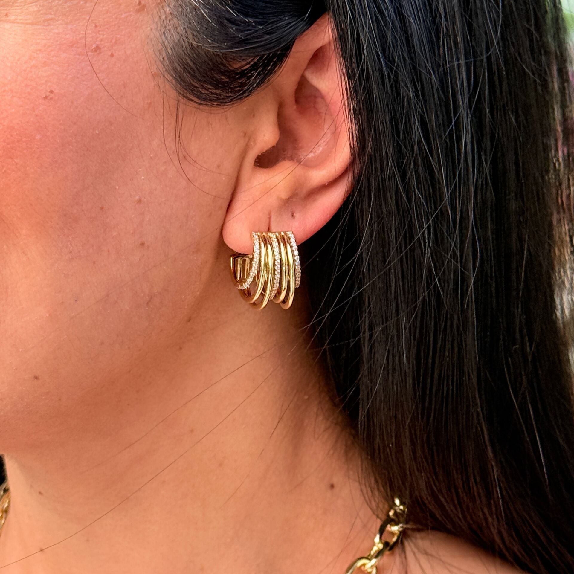 Çoklu Zirkon Taşlı Xuping Vip Küpe Gold