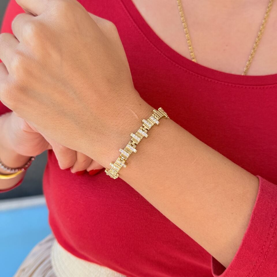 Aurora Zirkon Taşlı Vip Xuping Bileklik Gold