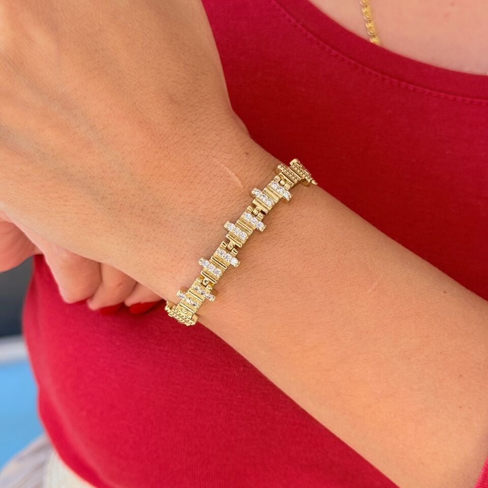 Aurora Zirkon Taşlı Vip Xuping Bileklik Gold