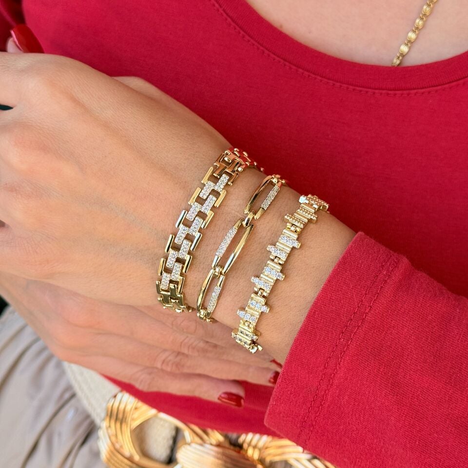 Aurora Zirkon Taşlı Vip Xuping Bileklik Gold