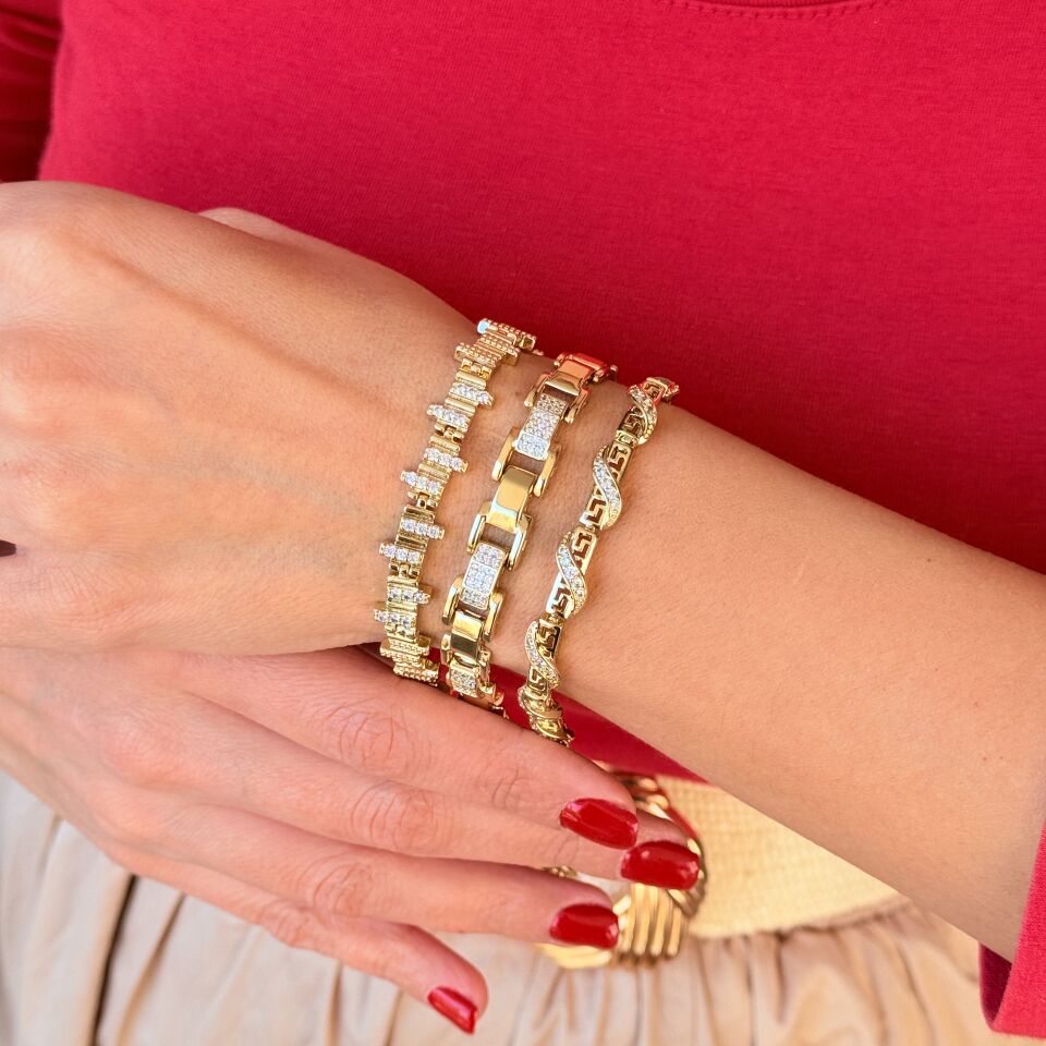 Aurora Zirkon Taşlı Vip Xuping Bileklik Gold