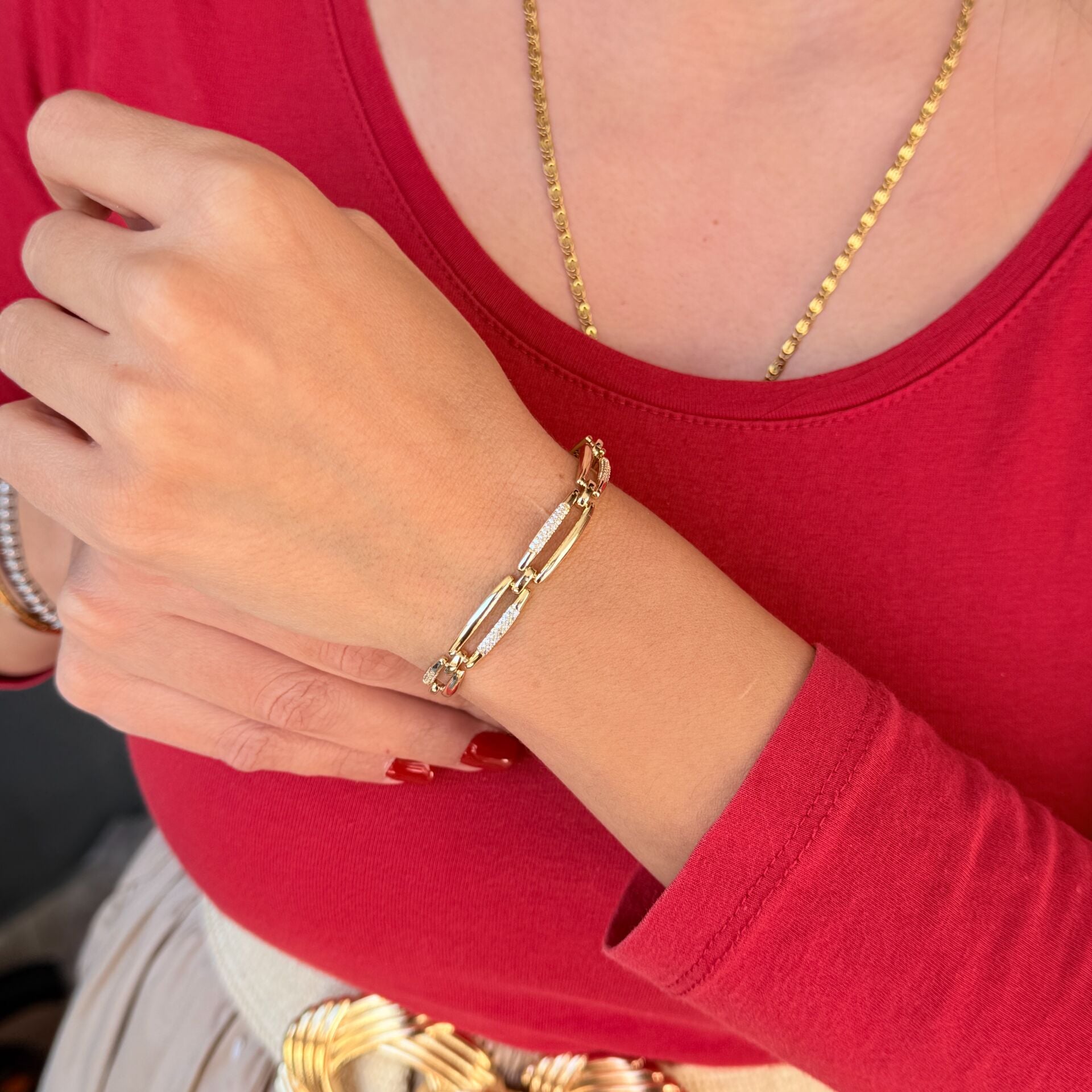 Milena Zirkon Taşlı Vip Xuping Bileklik Gold