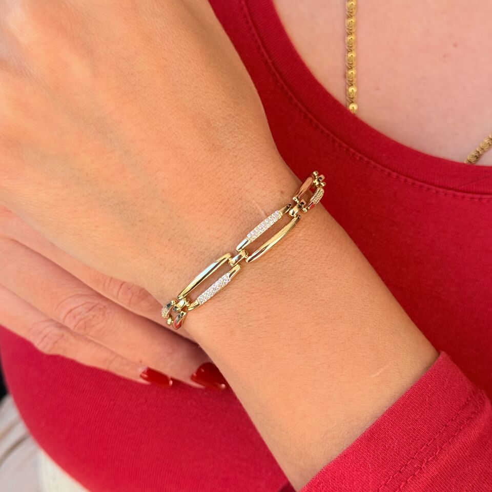 Milena Zirkon Taşlı Vip Xuping Bileklik Gold
