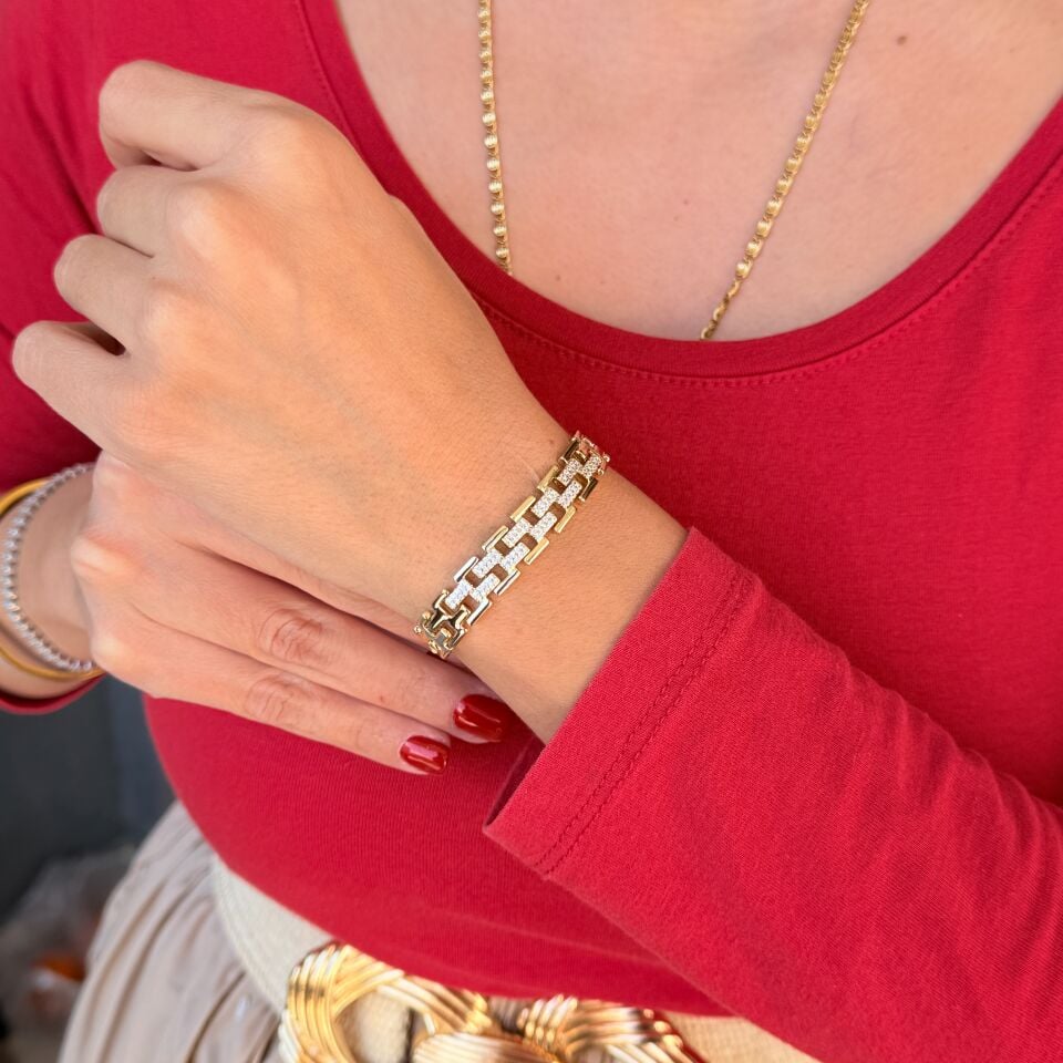 Valencia Zirkon Taşlı Vip Xuping Bileklik Gold