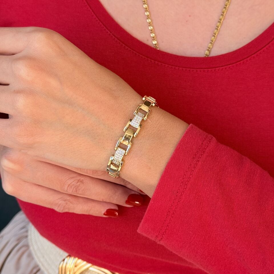 Luna Zirkon Taşlı Vip Xuping Bileklik Gold