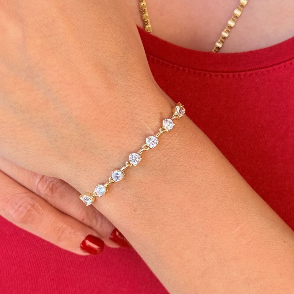 Zarif Kalp Zirkon Taşlı Vip Xuping Bileklik Gold