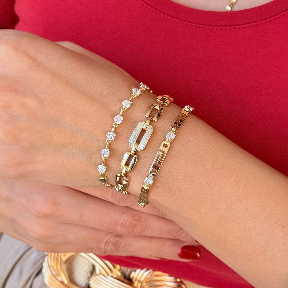 Zarif Kalp Zirkon Taşlı Vip Xuping Bileklik Gold