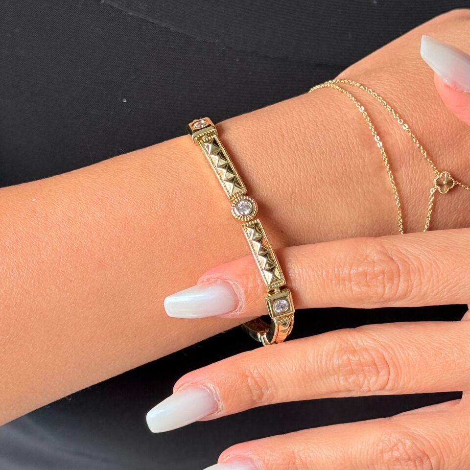 Dynastia Zirkon Taşlı Vip Xuping Bileklik Gold