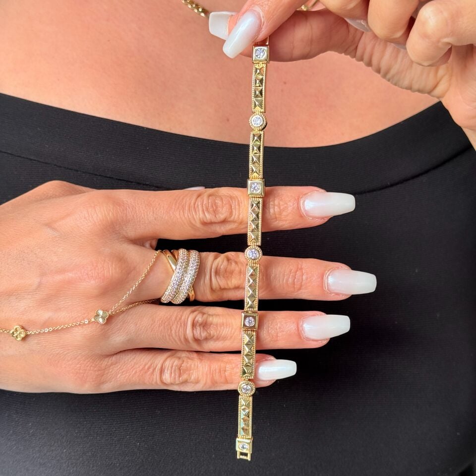 Dynastia Zirkon Taşlı Vip Xuping Bileklik Gold