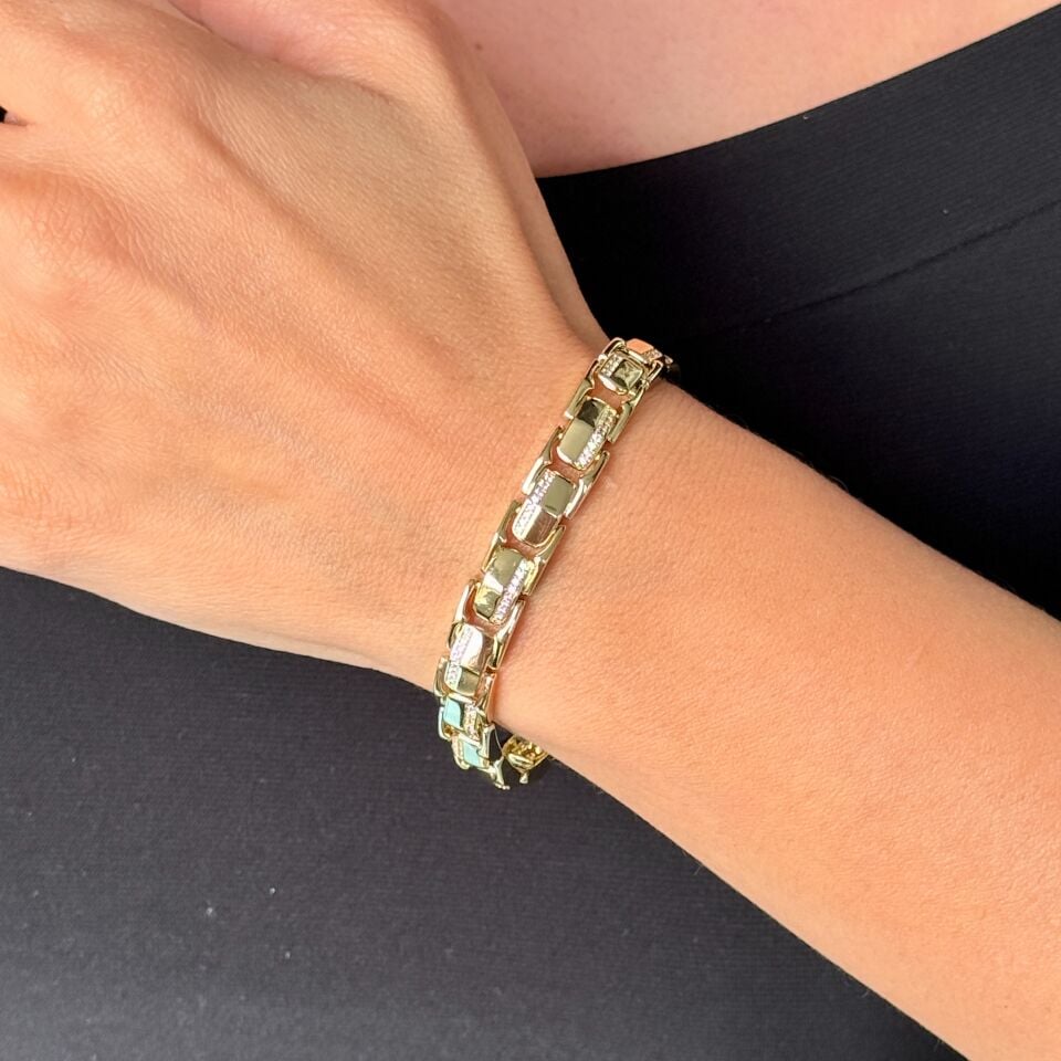 Seren Zirkon Taşlı Vip Xuping Bileklik Gold