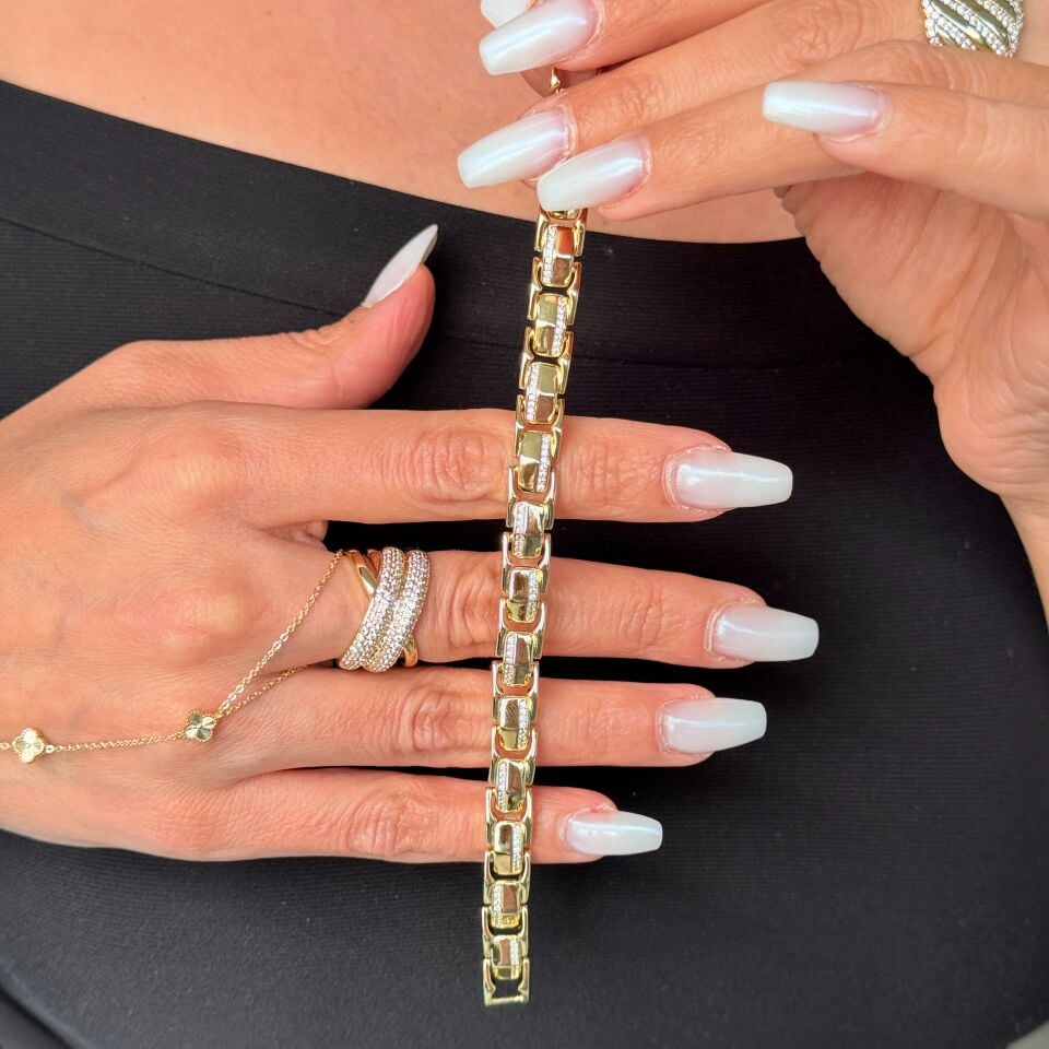 Seren Zirkon Taşlı Vip Xuping Bileklik Gold