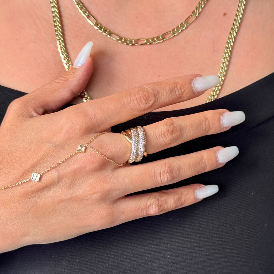 Çapraz Zirkon Taşlı Vip Xuping Yüzük Gold