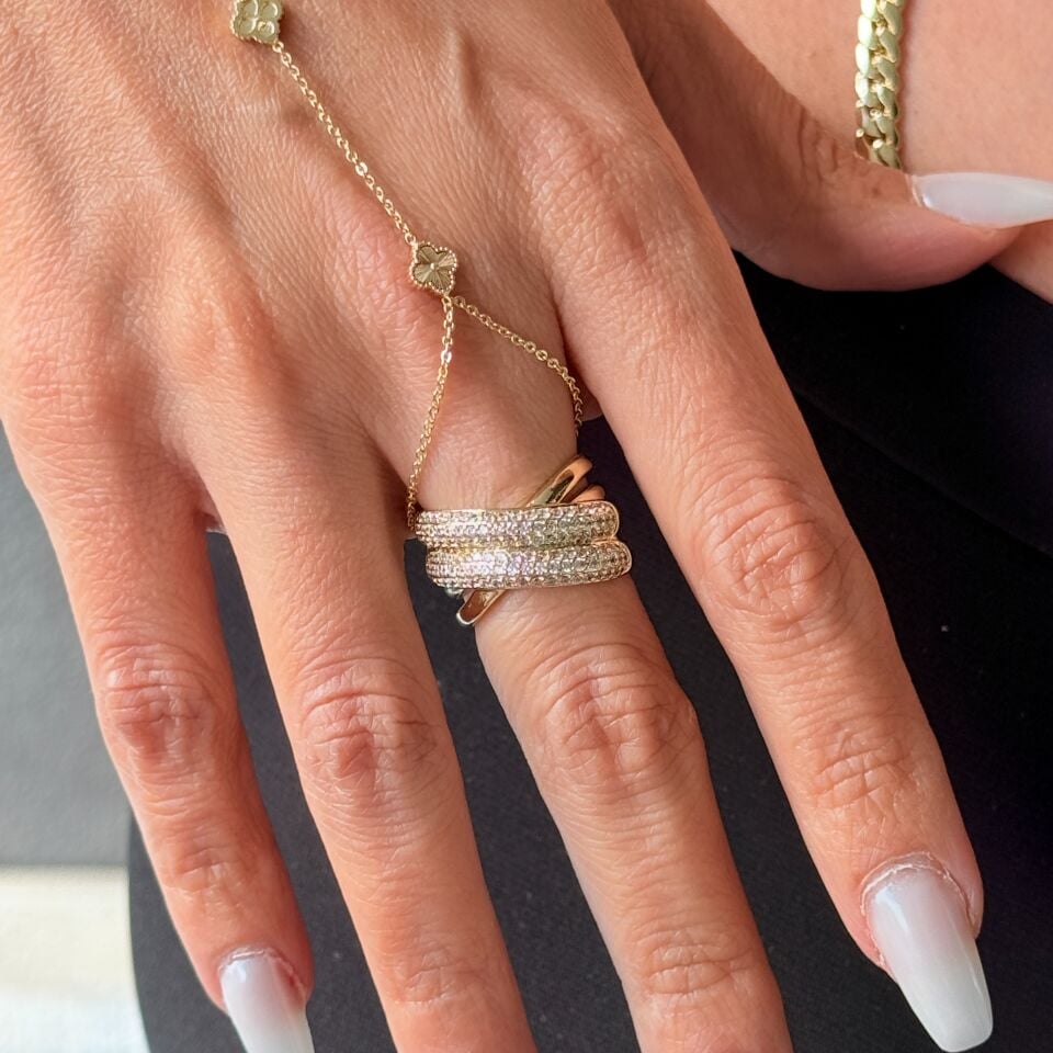 Çapraz Zirkon Taşlı Vip Xuping Yüzük Gold