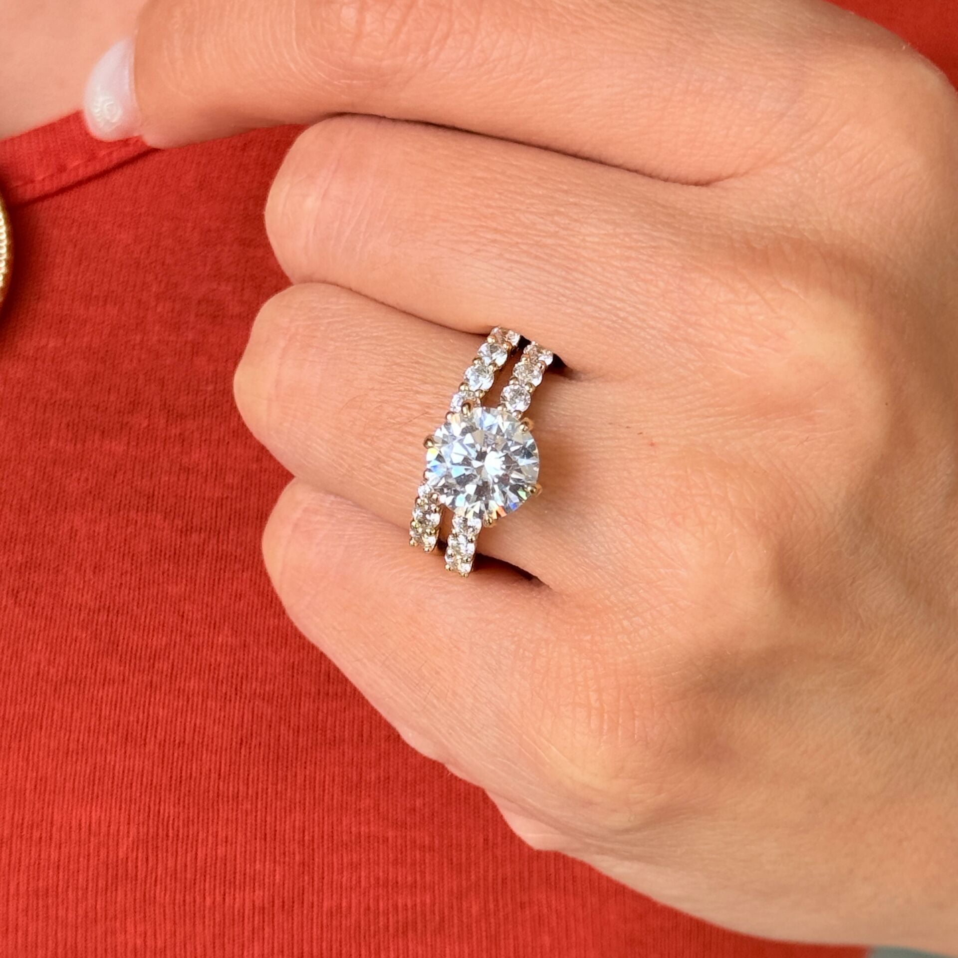 İkili Tektaş Zirkon Taşlı Vip Xuping Yüzük Gold